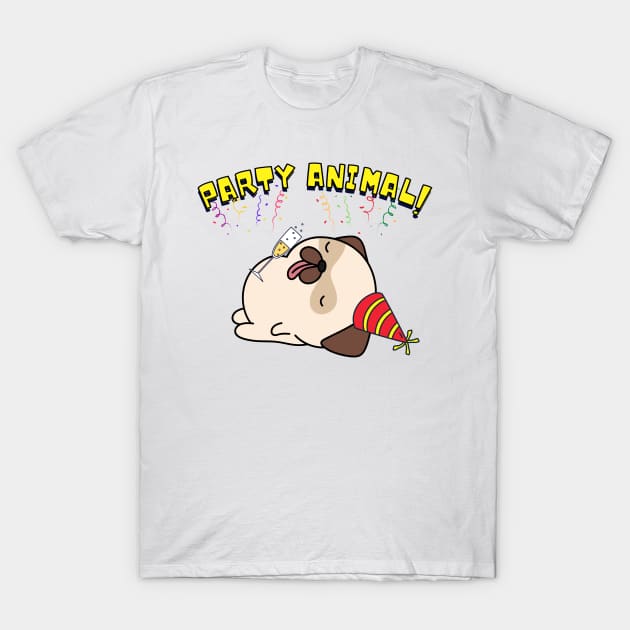 Party Animal Drunk Pug T-Shirt by Pet Station